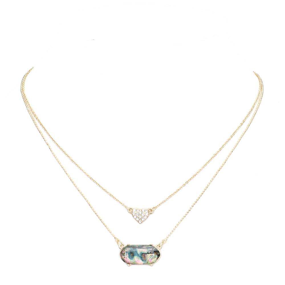 Heart Hexagon Bead Pendant Double Layered Necklace - Madeline Love - Flyclothing LLC