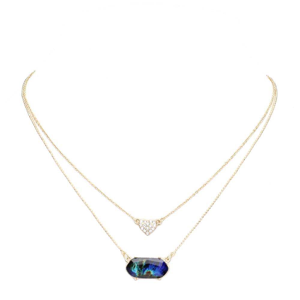 Heart Hexagon Bead Pendant Double Layered Necklace - Madeline Love - Flyclothing LLC