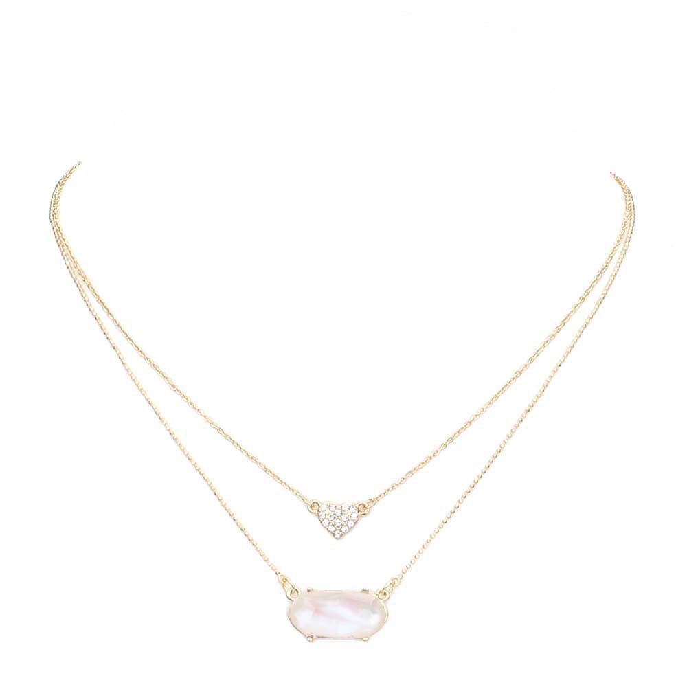 Heart Hexagon Bead Pendant Double Layered Necklace - Madeline Love - Flyclothing LLC
