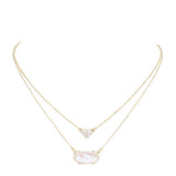 Heart Hexagon Bead Pendant Double Layered Necklace - Madeline Love - Flyclothing LLC
