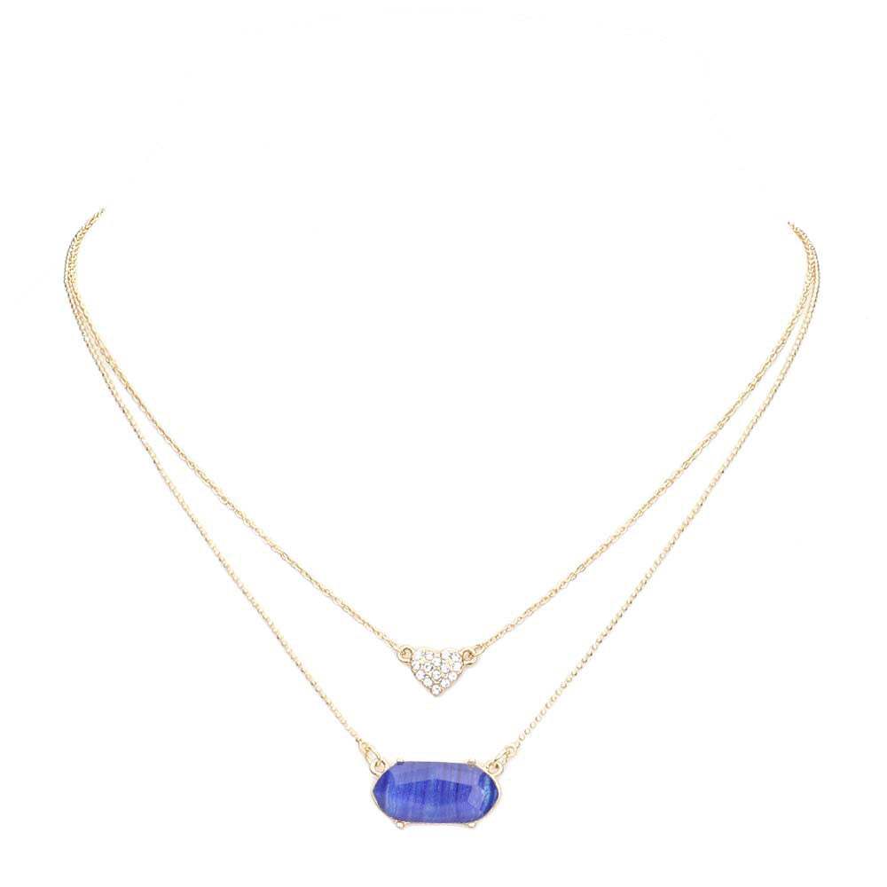 Heart Hexagon Bead Pendant Double Layered Necklace - Madeline Love - Flyclothing LLC