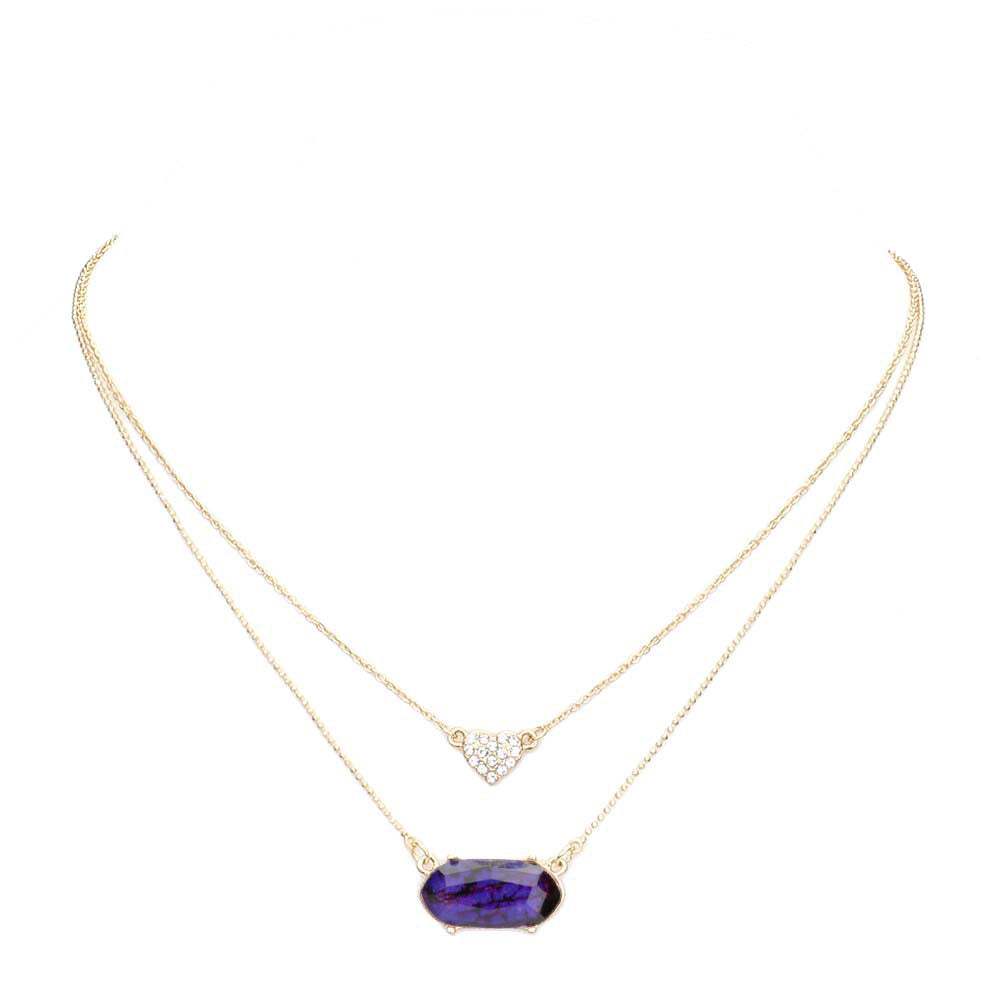Heart Hexagon Bead Pendant Double Layered Necklace - Madeline Love - Flyclothing LLC