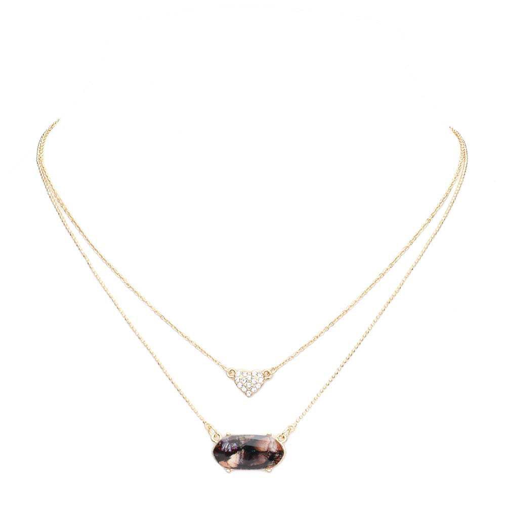 Heart Hexagon Bead Pendant Double Layered Necklace - Madeline Love - Flyclothing LLC