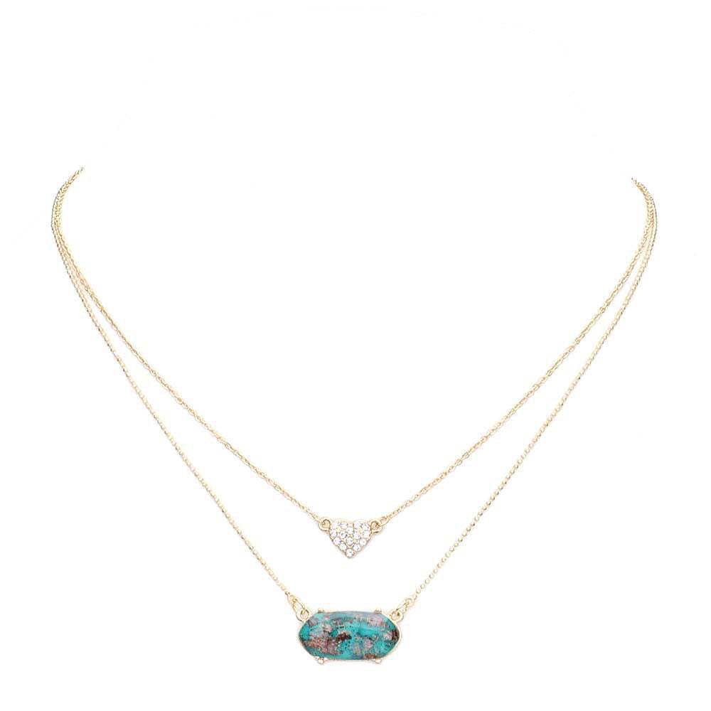 Heart Hexagon Bead Pendant Double Layered Necklace - Madeline Love - Flyclothing LLC