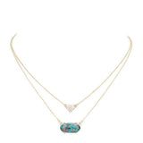 Heart Hexagon Bead Pendant Double Layered Necklace - Madeline Love - Flyclothing LLC