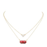 Heart Hexagon Bead Pendant Double Layered Necklace - Madeline Love - Flyclothing LLC
