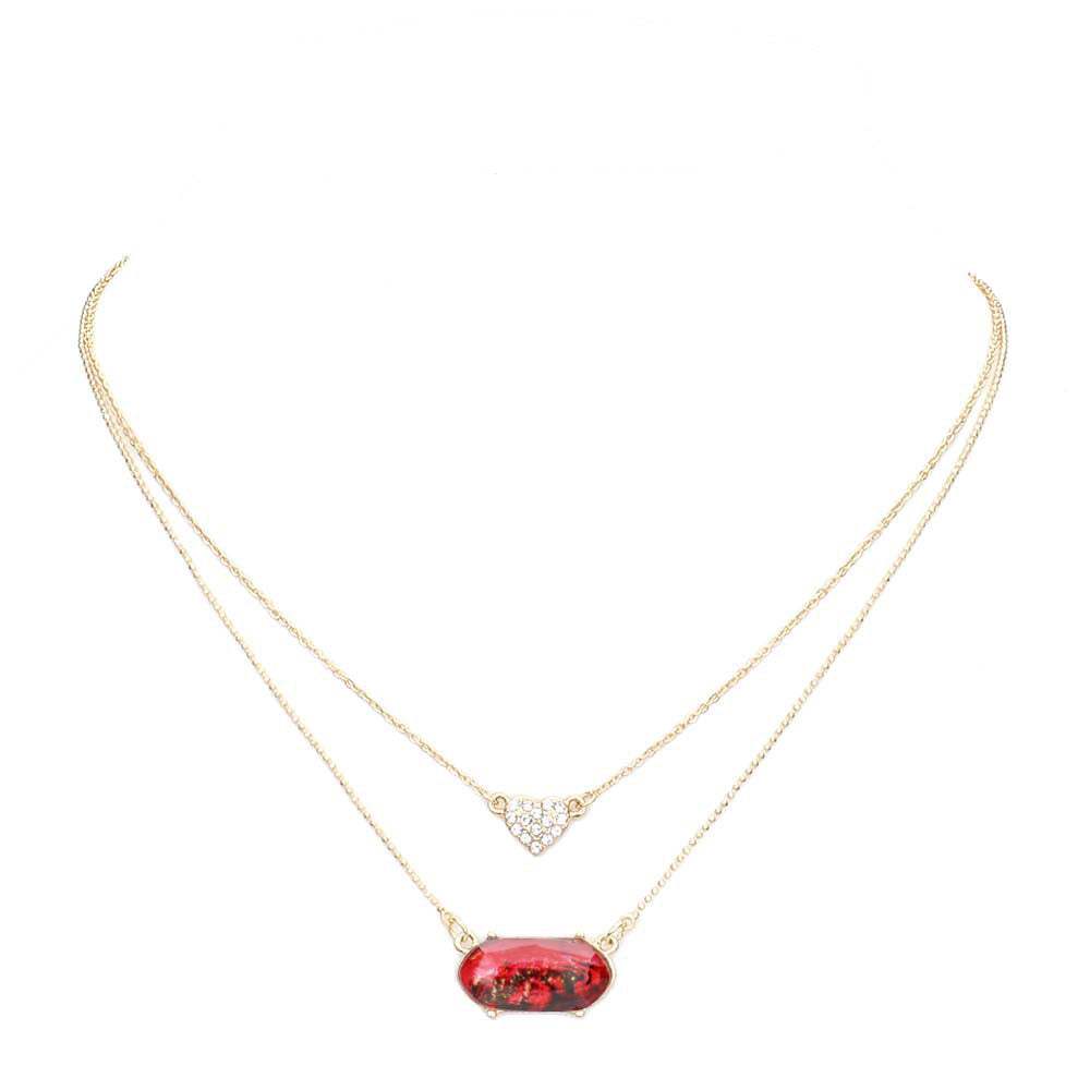 Heart Hexagon Bead Pendant Double Layered Necklace - Madeline Love - Flyclothing LLC