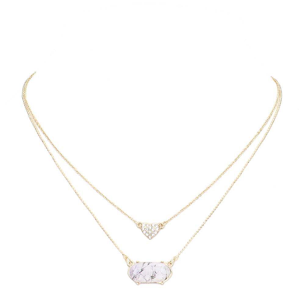 Heart Hexagon Bead Pendant Double Layered Necklace - Madeline Love - Flyclothing LLC