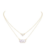 Heart Hexagon Bead Pendant Double Layered Necklace - Madeline Love - Flyclothing LLC