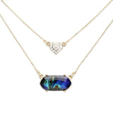 Heart Hexagon Bead Pendant Double Layered Necklace - Madeline Love - Flyclothing LLC
