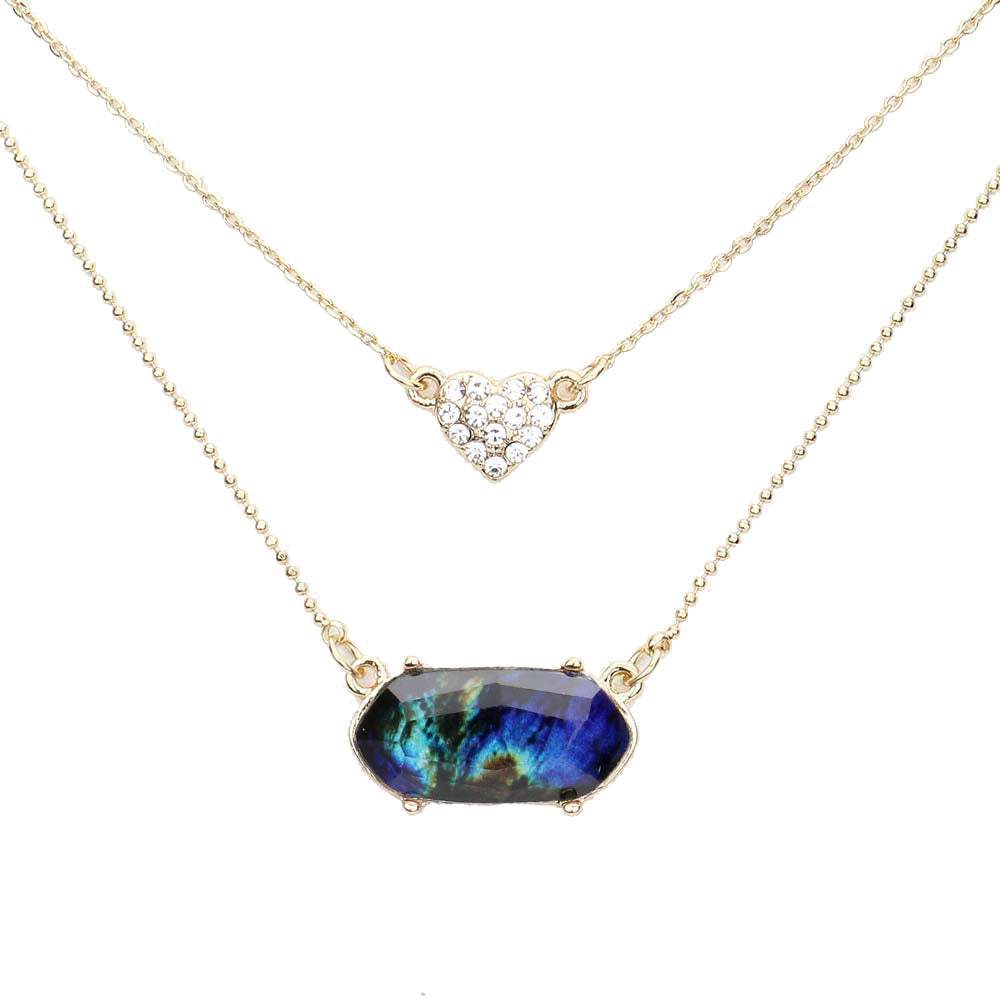 Heart Hexagon Bead Pendant Double Layered Necklace - Madeline Love - Flyclothing LLC