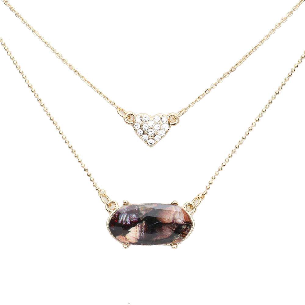 Heart Hexagon Bead Pendant Double Layered Necklace - Madeline Love - Flyclothing LLC
