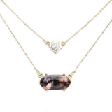 Heart Hexagon Bead Pendant Double Layered Necklace - Madeline Love - Flyclothing LLC
