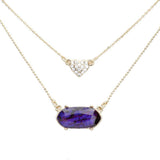 Heart Hexagon Bead Pendant Double Layered Necklace - Madeline Love - Flyclothing LLC