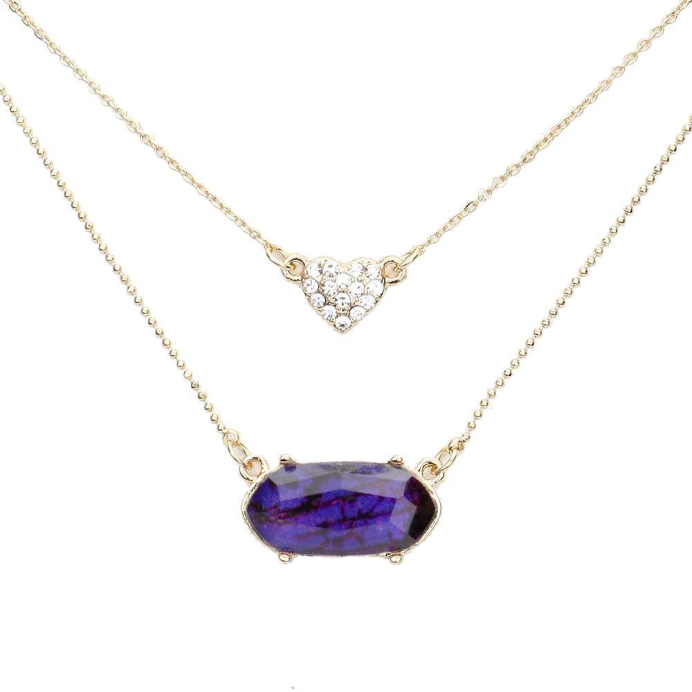 Heart Hexagon Bead Pendant Double Layered Necklace - Madeline Love - Flyclothing LLC
