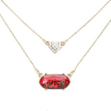 Heart Hexagon Bead Pendant Double Layered Necklace - Madeline Love - Flyclothing LLC