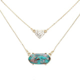 Heart Hexagon Bead Pendant Double Layered Necklace - Madeline Love - Flyclothing LLC