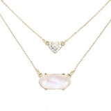 Heart Hexagon Bead Pendant Double Layered Necklace - Madeline Love - Flyclothing LLC