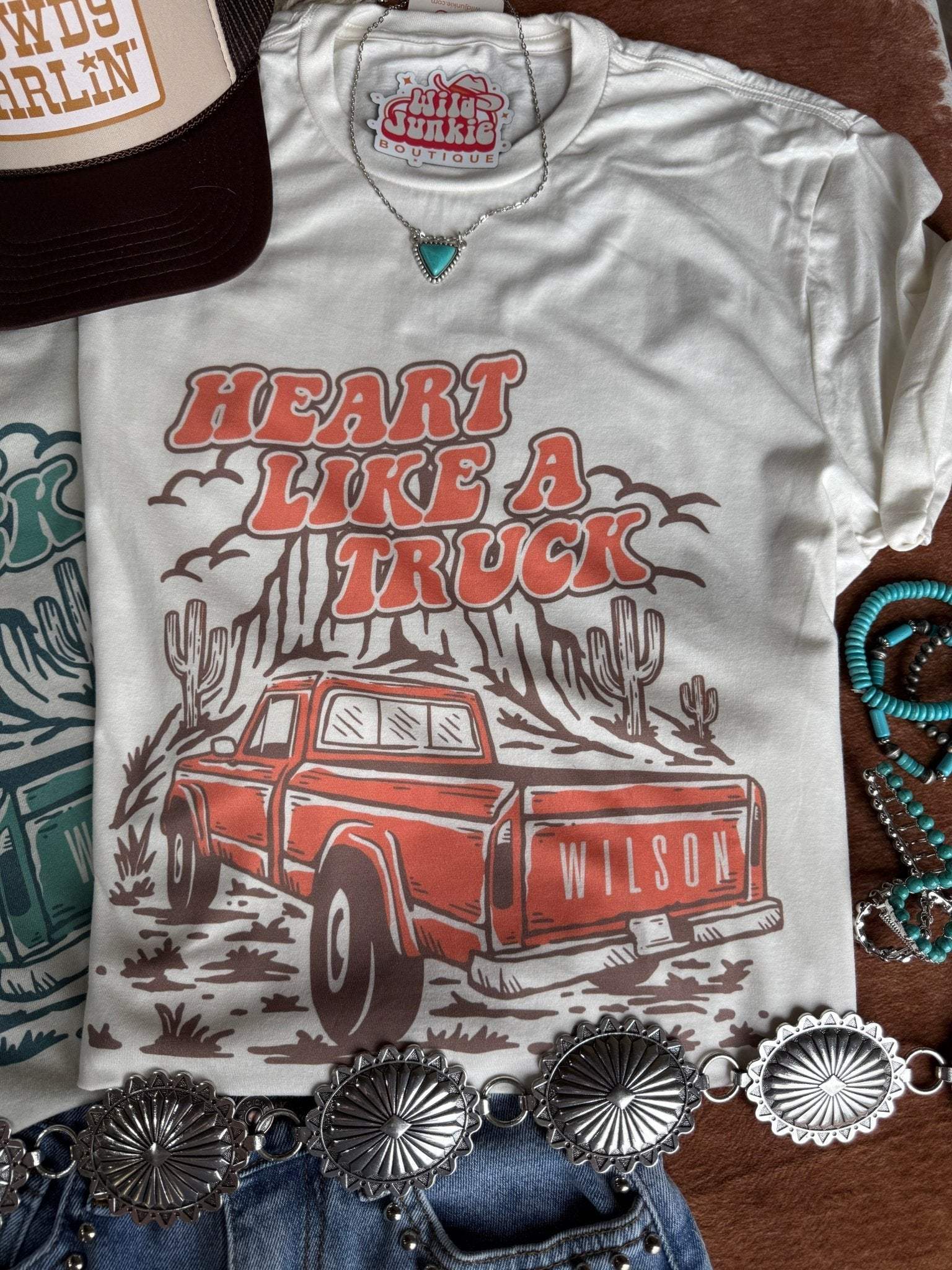 Heart Like A Truck Graphic Tee - Coral
