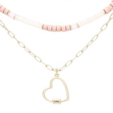 Heart Pendant Wood Natural Stone Double Layered Jewelry Set - Madeline Love - Flyclothing LLC