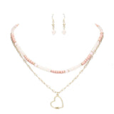 Heart Pendant Wood Natural Stone Double Layered Jewelry Set - Madeline Love - Flyclothing LLC