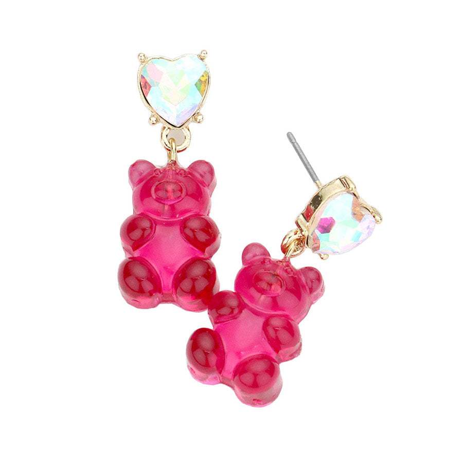 Heart Stone Gummy Bear Dangle Earrings - Madeline Love - Flyclothing LLC
