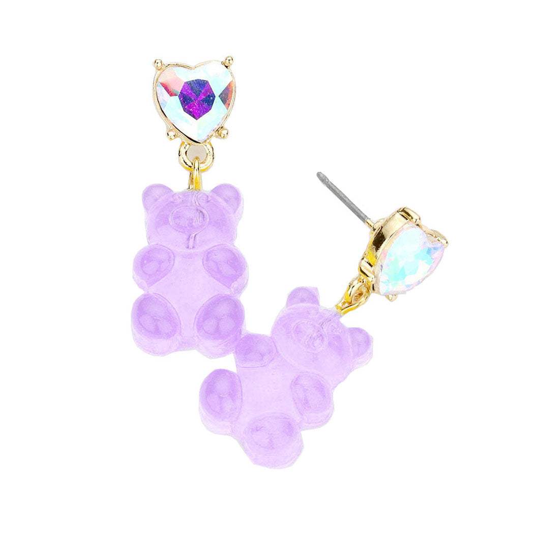 Heart Stone Gummy Bear Dangle Earrings - Madeline Love - Flyclothing LLC