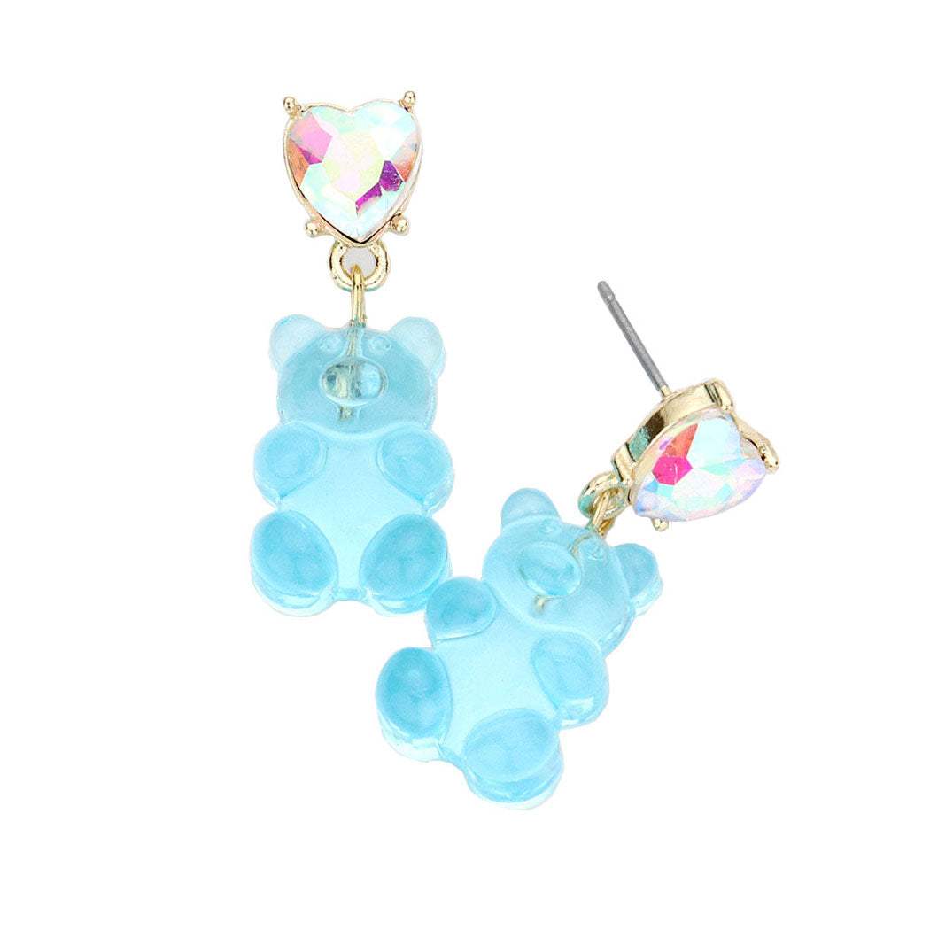 Heart Stone Gummy Bear Dangle Earrings - Madeline Love - Flyclothing LLC