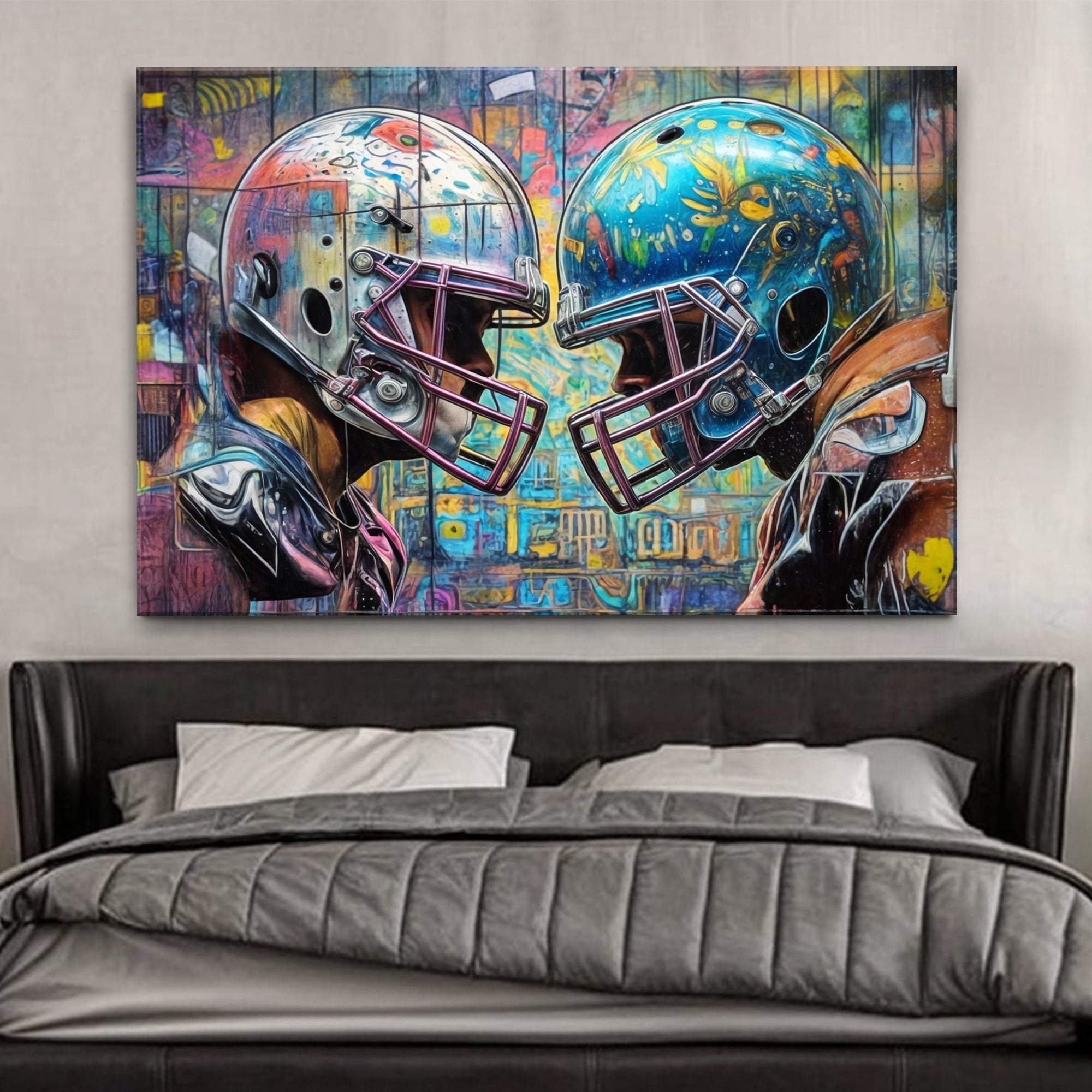 Helmet Clash - Sport Wall Art - Tailored Canvases - Flyclothing LLC
