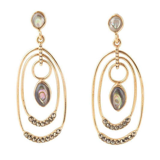 Henle Green Abalone Chandelier Golden Drop Earrings - Barse Jewelry - Flyclothing LLC