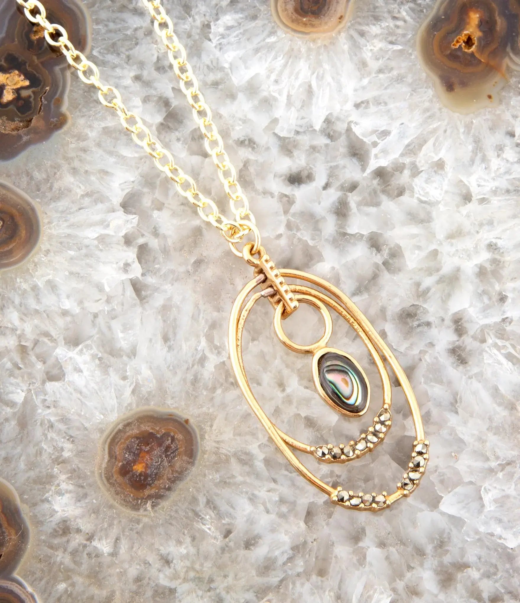 Henley Blue Abalone Golden Pendant Necklace - Barse Jewelry - Flyclothing LLC