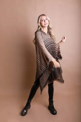 Herringbone Hooded Poncho - Boho Clothing and Accessories - Flyclothing LLC