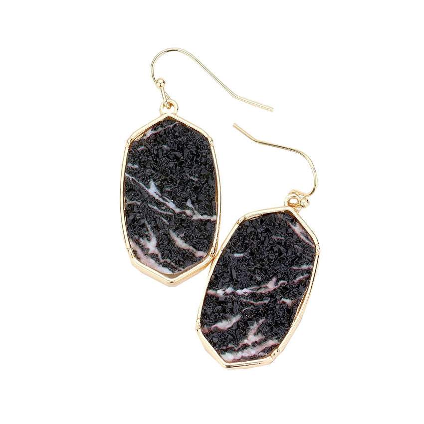 Hexagon Druzy Dangle Earrings - Madeline Love - Flyclothing LLC