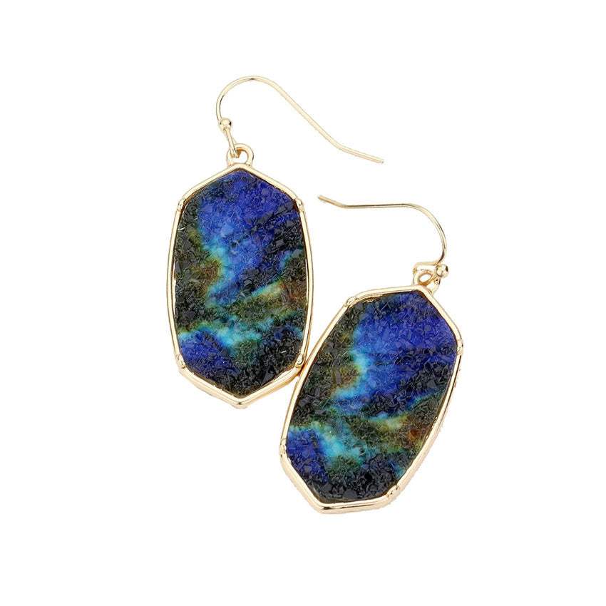Hexagon Druzy Dangle Earrings - Madeline Love - Flyclothing LLC