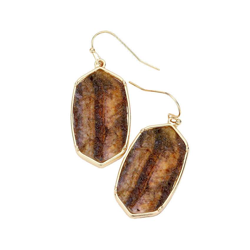 Hexagon Druzy Dangle Earrings - Madeline Love - Flyclothing LLC