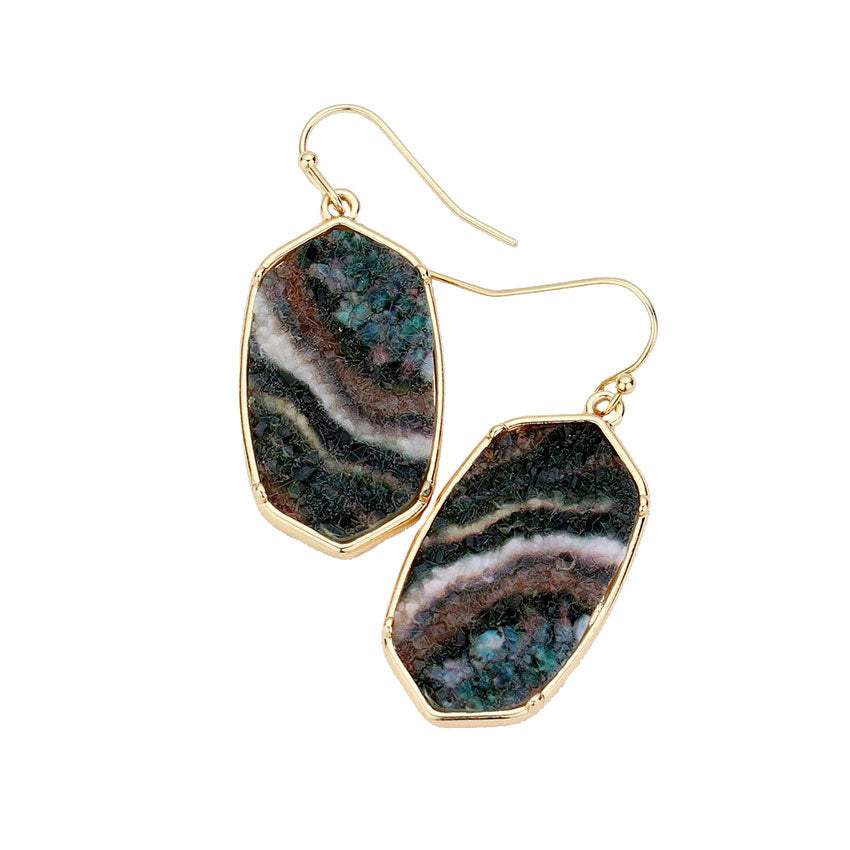 Hexagon Druzy Dangle Earrings - Madeline Love - Flyclothing LLC