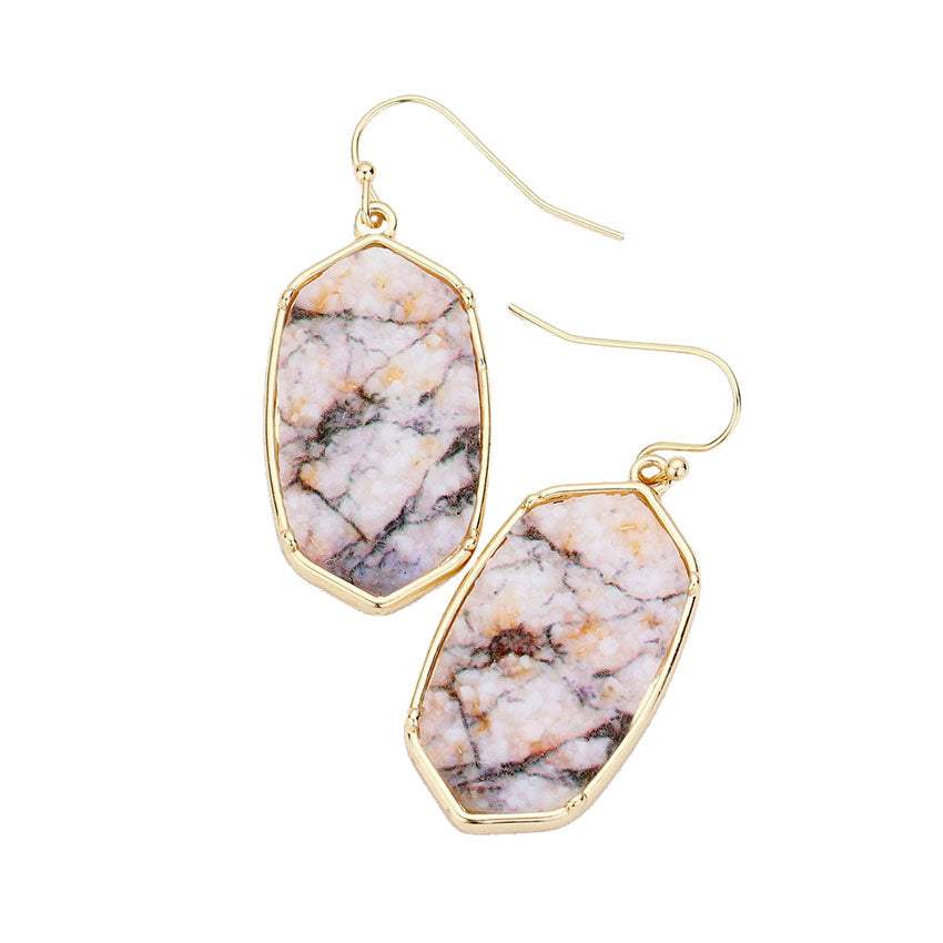 Hexagon Druzy Dangle Earrings - Madeline Love - Flyclothing LLC