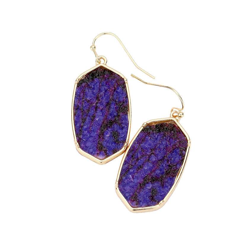 Hexagon Druzy Dangle Earrings - Madeline Love - Flyclothing LLC