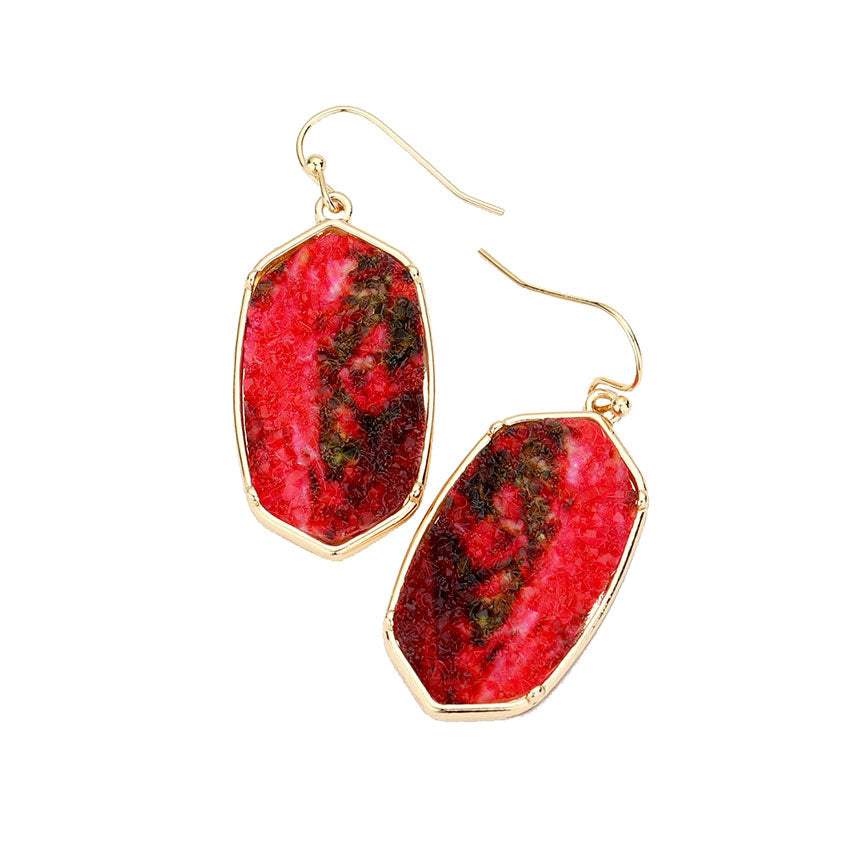 Hexagon Druzy Dangle Earrings - Madeline Love - Flyclothing LLC