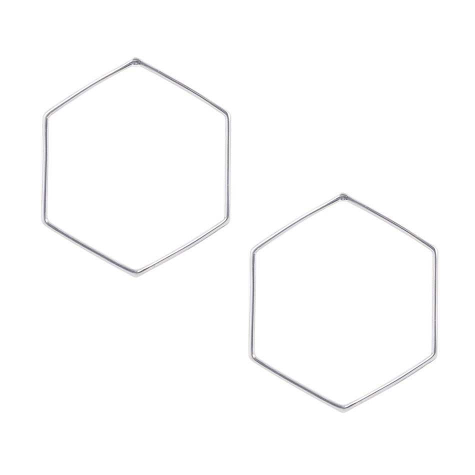 Sterling Silver Hexagon Front Hoop Earrings - Barse Jewelry - Flyclothing LLC