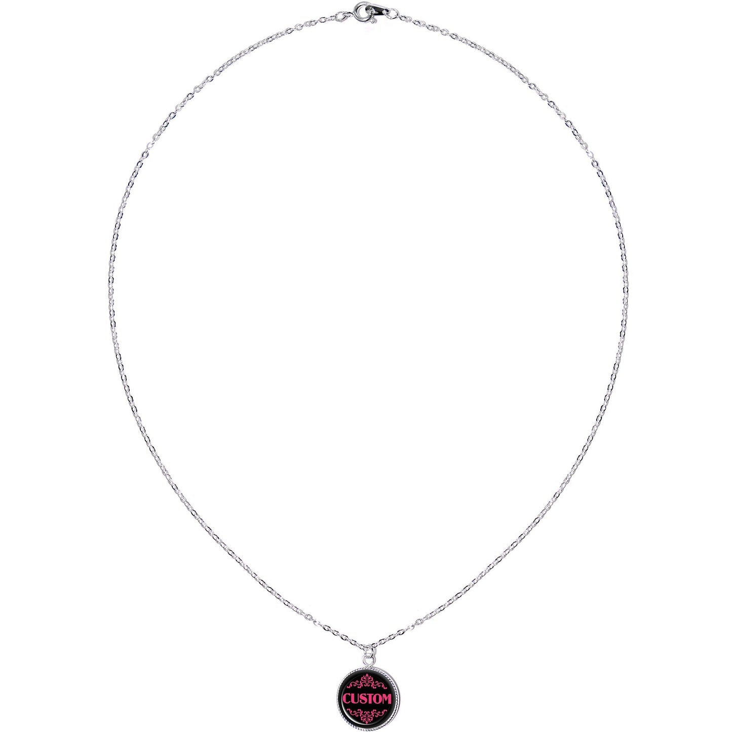 Custom Pink Personalized Name Silver Plated Chain Necklace - BodyCandy - Flyclothing LLC