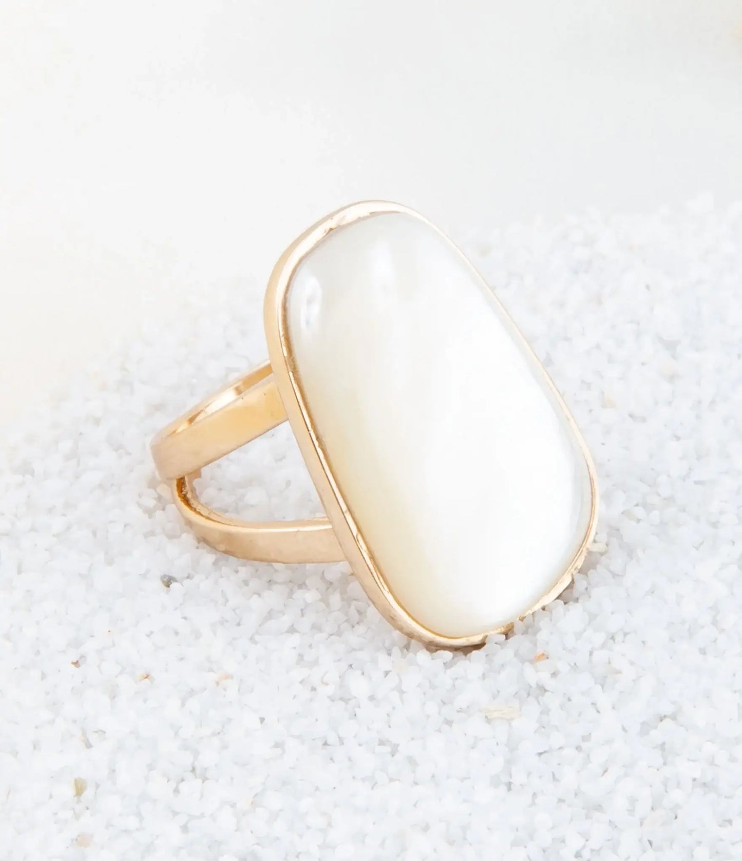 High Class White Mother of Pearl Golden Ring - Barse Jewelry - Flyclothing LLC