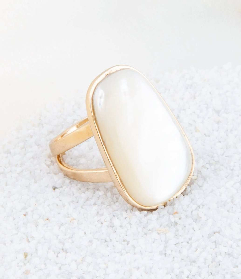 High Class White Mother of Pearl Golden Ring - Barse Jewelry - Flyclothing LLC