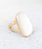 High Class White Mother of Pearl Golden Ring - Barse Jewelry