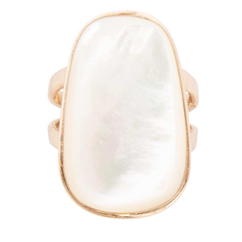 High Class White Mother of Pearl Golden Ring - Barse Jewelry - Flyclothing LLC