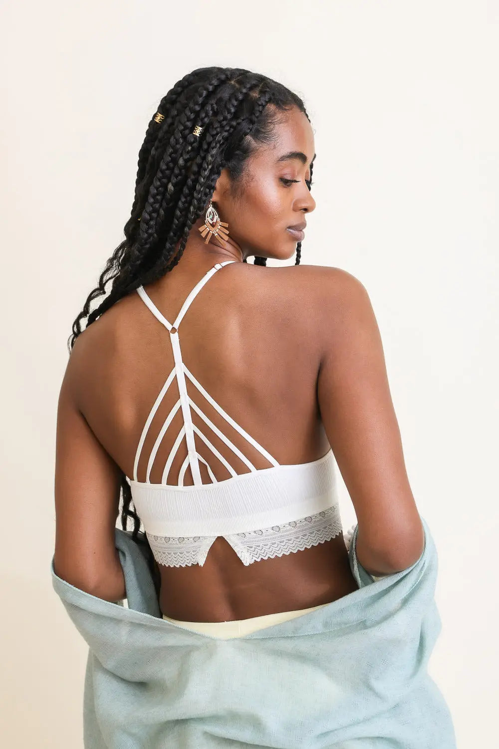 High Neck Crochet Trim Bralette - Boho Clothing and Accessories - Flyclothing LLC