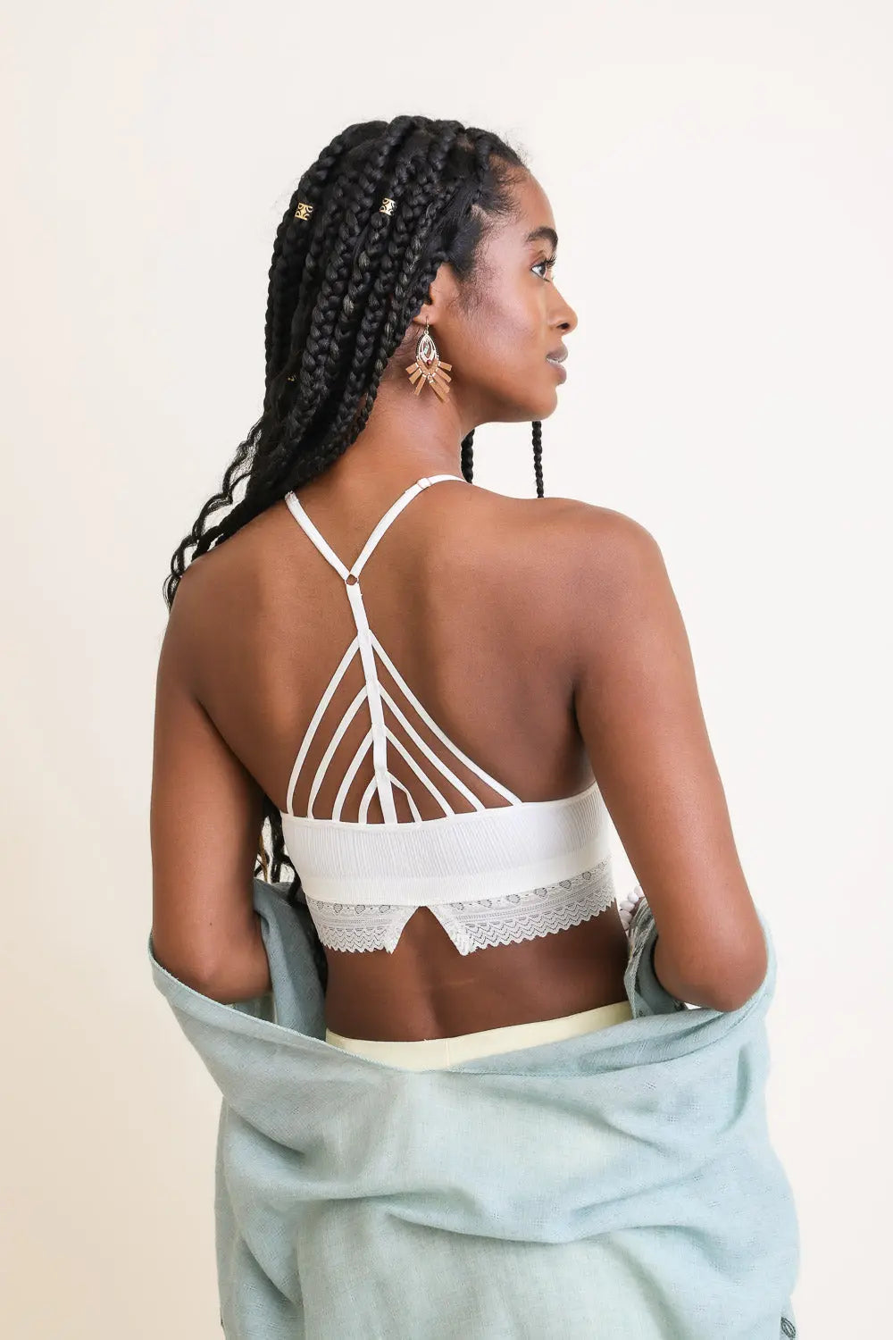 High Neck Crochet Trim Bralette - Boho Clothing and Accessories - Flyclothing LLC