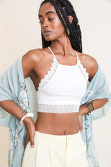 High Neck Crochet Trim Bralette - Boho Clothing and Accessories - Flyclothing LLC