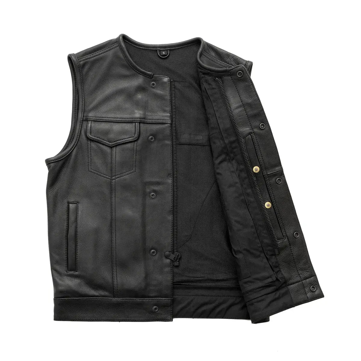 Highside Men's Motorcycle Leather Vest - First Manufacturing Company - Flyclothing LLC