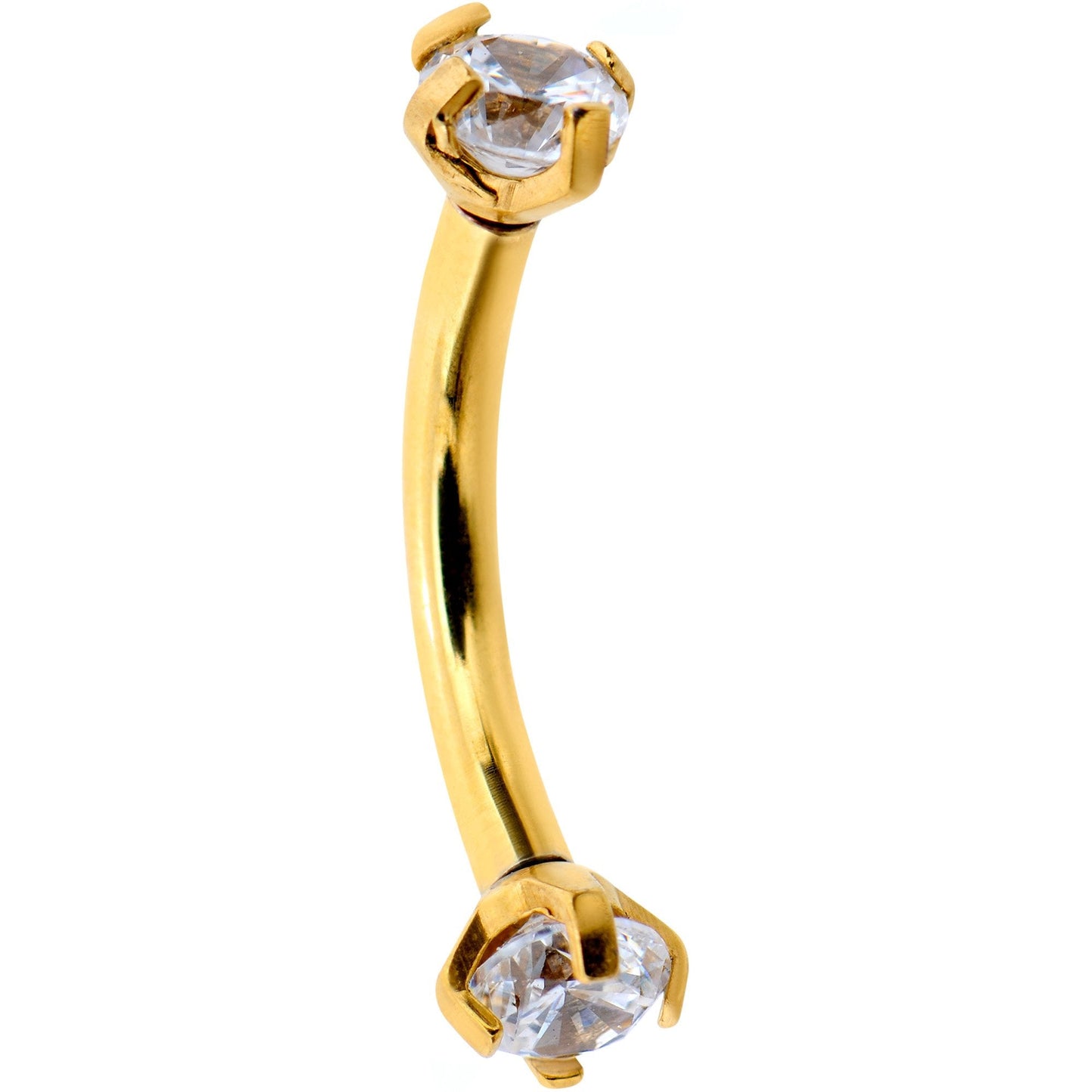 5/16 Clear CZ Gem Gold PVD Bling Bling Curved Eyebrow Ring - BodyCandy - Flyclothing LLC